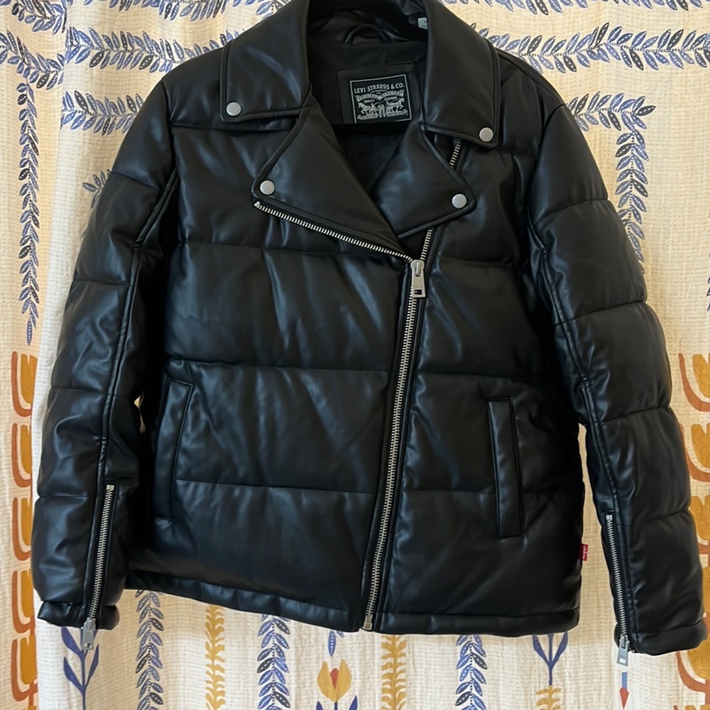 Levi’s moto faux leather puffer jacket